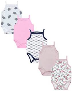 TupTam Baby Mädchen Body Ärmellos Sommer Babybody mit Spaghettiträger 5er Pack, Farbe: Igelchen/Blumen/Rosa/Grau, Größe: 80 von TupTam