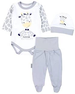 TupTam Baby Mädchen Jungen Bekleidungsset Langarmbody Hose Mütze mit Aufdruck Spruch 3 teilig, Farbe: Giraffe, Größe: 62 von TupTam