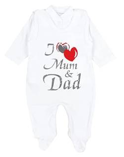 TupTam Baby Mädchen Jungen Strampler mit Langarmshirt Aufdruck Spruch 2 teilig, Farbe: I love Mum and Dad, Größe: 74 von TupTam