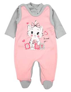 TupTam Baby Mädchen Jungen Strampler mit Langarmshirt Aufdruck Spruch 2 teilig, Farbe: Katze Aprikose/Grau, Größe: 50 von TupTam