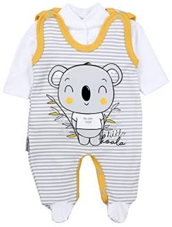 TupTam Baby Mädchen Jungen Strampler mit Langarmshirt Aufdruck Spruch 2 teilig, Farbe: Koala Streifen Grau/Gelb, Größe: 62 von TupTam