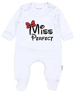 TupTam Baby Mädchen Jungen Strampler mit Langarmshirt Aufdruck Spruch 2 teilig, Farbe: Miss Perfect Weiß, Größe: 50 von TupTam