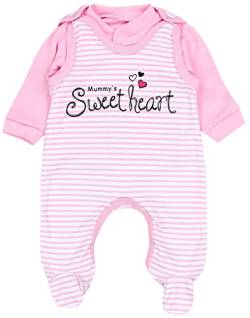 TupTam Baby Mädchen Jungen Strampler mit Langarmshirt Aufdruck Spruch 2 teilig, Farbe: Mummy's Sweetheart Streifen Rosa, Größe: 50 von TupTam