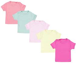 TupTam Baby Mädchen Kurzarm T-Shirt Gemustert Bunt 5er Set, Farbe: Mehrfarbig 3, Größe: 104 von TupTam