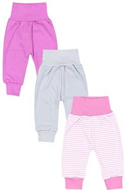 TupTam Baby Mädchen Lange Pumphose 3er Pack, Farbe: Streifen Rosa Weiß Grau, Größe: 68 von TupTam