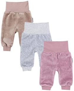 TupTam Baby Mädchen Nicki Hose Jogginghose 3er Pack, Farbe: Melange Grau/Beige/Rosa, Größe: 68 von TupTam