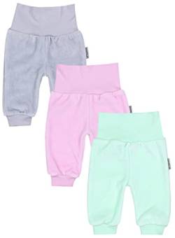 TupTam Baby Mädchen Nicki Hose Jogginghose 3er Pack, Farbe: Rosa/Mintgrün/Grau, Größe: 62 von TupTam