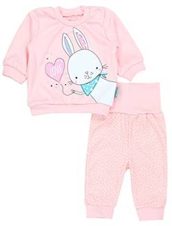 TupTam Baby Mädchen Outfit Langarmshirt mit Print Spruch Babyhose Babykleidung 2teilig, Farbe: Kaninchen Love/Punkte Aprikose, Größe: 68 von TupTam