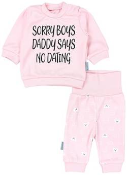 TupTam Baby Mädchen Outfit Langarmshirt mit Print Spruch Babyhose Babykleidung 2teilig, Farbe: Sorry boys No dating Bärchen Apricot, Größe: 80 von TupTam