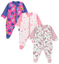 TupTam Baby Mädchen Schlafstrampler Strampler mit Fuß Schlafanzug 3er Pack, Farbe: Farbenmix 5, Größe: 62 von TupTam