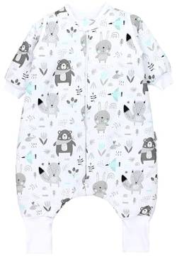 TupTam Baby Schlafsack mit Beinen und Ärmeln OEKO-TEX zertifizierte Materialien, Winterschlafsack 2,5 TOG Unisex, Farbe: Bären/Füchse/Mint, Größe: 104-110 von TupTam