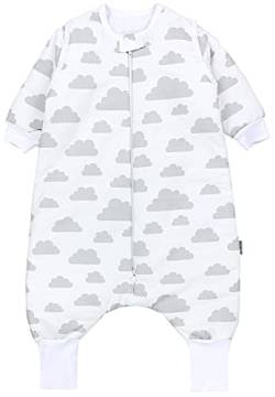 TupTam Baby Schlafsack mit Beinen und Ärmeln OEKO-TEX zertifizierte Materialien, Winterschlafsack 2,5 TOG Unisex, Farbe: Wolken Grau, Größe: 80-86 von TupTam