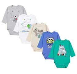 TupTam Baby Unisex Langarm Body mit Aufdruck Spruch 5er Pack, Farbe: Junge 4, Größe: 86 von TupTam