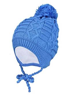 TupTam Baby Winter Mütze Strickmütze zum Binden, Farbe: Blau, Hat Size: 42-44 von TupTam