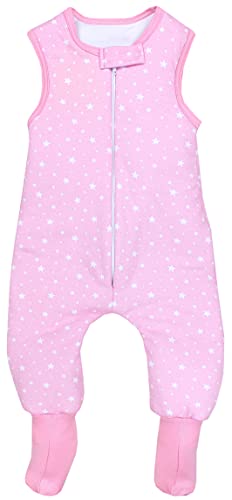 TupTam Baby Winter Schlafsack mit Beinen und Füßen OEKO- TEX zertifizierte Materialien, 2.5 TOG, Unisex, Farbe: Kleine Sterne Weiß/Rosa, Größe: 80-86 von TupTam