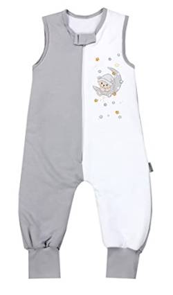 TupTam Baby Winter Schlafsack mit Füßen OEKO-TEX zertifizierten Materialien 2,5 TOG Unisex, Farbe: Bär auf Mond/Grau, Größe: 104-110 von TupTam