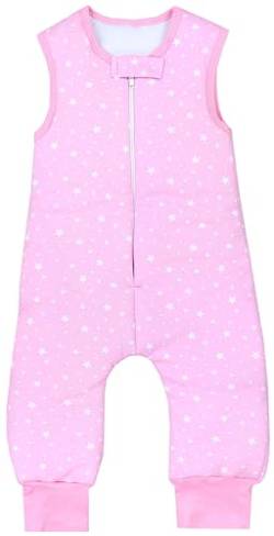 TupTam Baby Winter Schlafsack mit Füßen OEKO-TEX zertifizierten Materialien 2,5 TOG Unisex, Farbe: Sterne Weiß/Rosa, Größe: 92-98 von TupTam