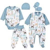 TupTam Erstausstattungspaket Baby Jungen Bekleidung Set Body Strampler Mütze Fäustlinge 5 tlg von TupTam