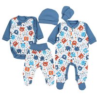 TupTam Erstausstattungspaket Baby Jungen Bekleidung Set Body Strampler Mütze Fäustlinge 5 tlg von TupTam