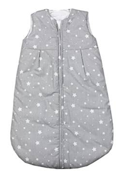 TupTam Ganzjahresschlafsack OEKO- TEX zertifizierten Materialien 2.5 TOG Unisex Baby Schlafsack wattiert, Farbe: Sterne Weiß/Grau, Größe: 92-98 von TupTam