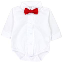TupTam Jungen Baby Hemd-Body Langarm mit Kragen, Farbe: Weiß/Rote Fliege, Größe: 74 von TupTam