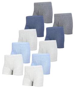 TupTam Jungen Boxershorts Unterhose Kinder Boxer Unterwäsche 10er Pack, Farbe: 10er Pack Dunkelblau Blau Anthrazit Grau Hellgrau Meliert, Größe: 92-98 von TupTam