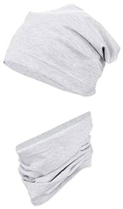 TupTam Kinder Beanie Mütze Schlauchschal Set Übergangszeit, Farbe: Grau Meliert, Größe: 54-56 von TupTam