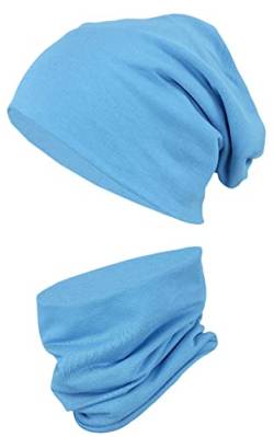 TupTam Kinder Beanie Mütze Schlauchschal Set Übergangszeit, Farbe: Jeans, Größe: 48-50 von TupTam