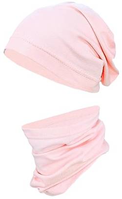 TupTam Kinder Beanie Mütze Schlauchschal Set Übergangszeit, Farbe: Rosa, Größe: 54-56 von TupTam