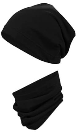TupTam Kinder Beanie Mütze Schlauchschal Set Übergangszeit, Farbe: Schwarz, Größe: 54-56 von TupTam