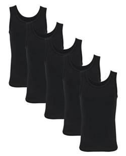 TupTam Kinder Jungen Unterhemd Ärmellos Tanktop 5er Pack, Farbe: Schwarz, Größe: 116-122 von TupTam