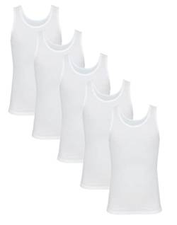 TupTam Kinder Jungen Unterhemd Ärmellos Tanktop 5er Pack, Farbe: Weiß, Größe: 116-122 von TupTam