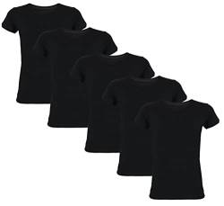 TupTam Kinder Jungen Unterhemd Basic T-Shirts Kurzarm 5er Pack, Farbe: Schwarz, Größe: 104-110 von TupTam