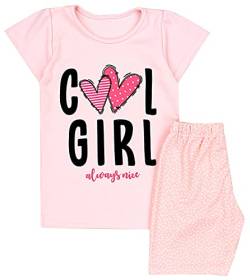 TupTam Kinder Mädchen Schlafanzug Set Kurzarm Pyjama Nachtwäsche 2-teilig Sommer, Farbe: COOL Girl Aprikose/Tupfen, Größe: 104 von TupTam