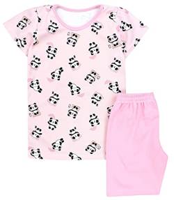 TupTam Kinder Mädchen Schlafanzug Set Kurzarm Pyjama Nachtwäsche 2-teilig Sommer, Farbe: Panda Rosa, Größe: 110 von TupTam