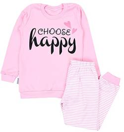 TupTam Kinder Mädchen Schlafanzug Set Langarm Pyjama Nachtwäsche 2-teilig, Farbe: Choose Happy/Streifen Rosa, Größe: 122 von TupTam