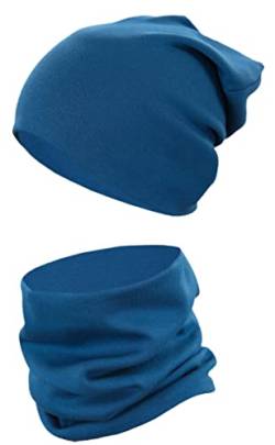 TupTam Kinder Mütze/Beanie und Schlauch Schal Set aus Jersey und Rippstoff, Farbe: Jeans, Größe: 44-52 von TupTam