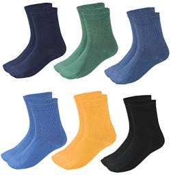 TupTam Kinder Socken Bunt Gemustert 6er Pack für Mädchen und Jungen, Farbe: Dunkelblau Blau Jeans Gelb Schwarz Dunkelgrün, Socken Größe: 35-38 von TupTam