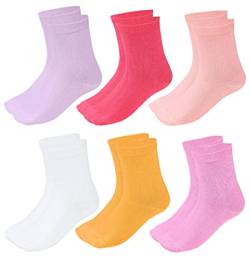 TupTam Kinder Socken Bunt Gemustert 6er Pack für Mädchen und Jungen, Farbe: Pink Aprikose Gelb Lila Weiß Koralle, Socken Größe: 31-34 von TupTam