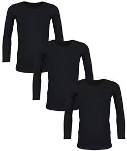 TupTam Kinder Unisex Unterhemd Langarm 3er Pack, Farbe: Schwarz, Größe: 140 von TupTam