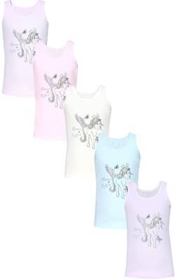 TupTam Mädchen Baumwolle Unterhemd 5er Pack Tank Top Ärmellos Kinder, Farbe: Einhorn Rosa Lila Blau Ecru Unicorn, Größe: 134-140 von TupTam