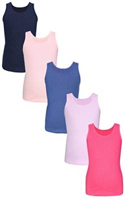 TupTam Mädchen Baumwolle Unterhemd 5er Pack Tank Top Ärmellos Kinder, Farbe: Punkte Rosa Blau Lila, Größe: 134-140 von TupTam