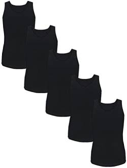 TupTam Mädchen Baumwolle Unterhemd 5er Pack Tank Top Ärmellos Kinder, Farbe: Schwarz, Größe: 158-164 von TupTam