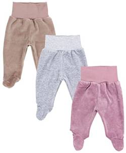 TupTam Mädchen Nicki Baby-Hose mit Fuß 3er Pack, Farbe: Melange Grau/Beige/Rosa, Größe: 68 von TupTam