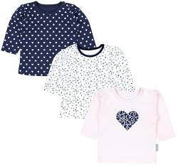 TupTam Unisex Baby Langarmshirt mit Spruch Aufdruck 3er Set, Farbe: Herz Rosa Herzchen Dunkelblau Blümchen Weiß, Größe: 86 von TupTam