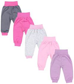 TupTam Unisex Baby Pumphose 5er Pack aus Oeko-Tex zertifizierten Materialien Langhose Unisex, Farbe: Rosa Grau Graphit Pink Lila, Größe: 98 von TupTam