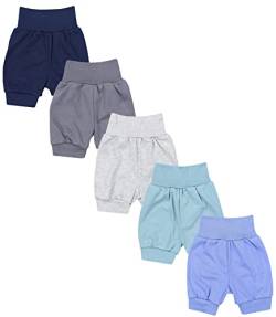 TupTam Unisex Baby Pumphose Sommershorts Baumwolle 5er Pack, Farbe: Dunkelblau Blau Graphit Grau Grün, Größe: 98/104 von TupTam