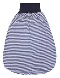 TupTam Unisex Baby Strampelsack mit breitem Bund Unwattiert, Farbe: Streifenmuster Dunkelblau, Größe: 0-6 Monate von TupTam