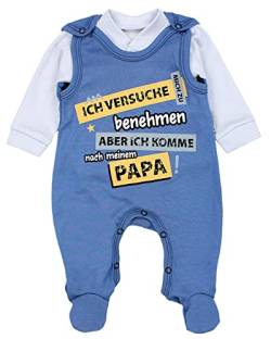 TupTam Unisex Baby Strampler Set Spruch Mamas & Papas Schatz, Farbe: Ich versuche mich zu benehmen... / Jeansblau, Größe: 56 von TupTam