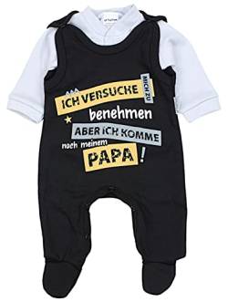 TupTam Unisex Baby Strampler Set Spruch Mamas & Papas Schatz, Farbe: Ich versuche mich zu benehmen... / Schwarz, Größe: 50 von TupTam